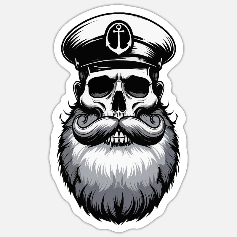 Capitano Amburgo St Pauli Città Anseatica Teschio - Sticker formato S (10 x 10 cm) - bianco opaco