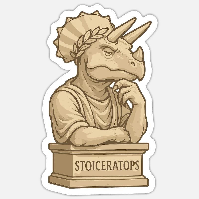 Stoiceratops - Sticker Größe S (10 x 10 cm) - Mattweiß