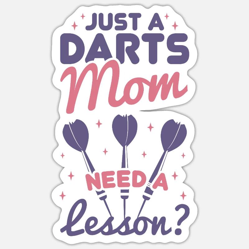 Mère joueuse de fléchettes - Sticker taille S (10 x 10 cm) - blanc mat