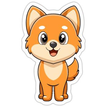 Entzückender Spitzhund mit fröhlichem Blick - Sticker Größe S (10 x 10 cm) - Mattweiß - Vorne