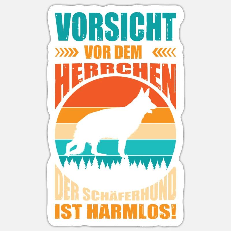 Schäferhund Geschenke Hund Herrchen Gassi - Sticker Größe S (10 x 10 cm) - Mattweiß