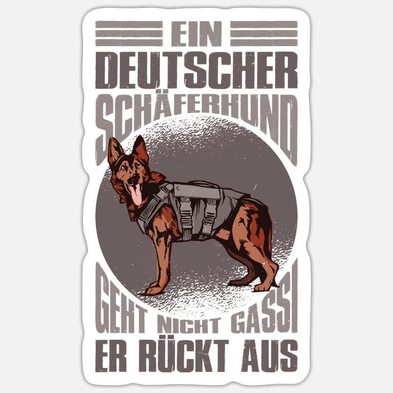 Schäferhund Geschenke Hund Herrchen Gassi - Sticker Größe S (10 x 10 cm) - Mattweiß
