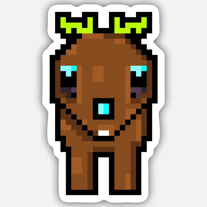 Pixel Deer - Sticker Größe S (10 x 10 cm) - Mattweiß