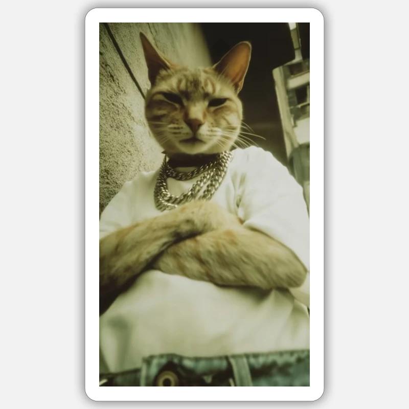 Coolcat 3 - Sticker Größe S (10 x 10 cm) - Mattweiß
