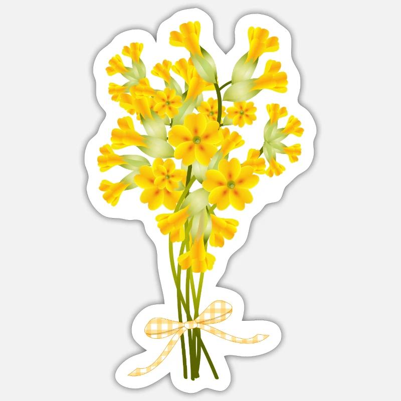 Cowslip Bouquet - Spring Illustration - Sticker size S (10 x 10 cm) - white matte
