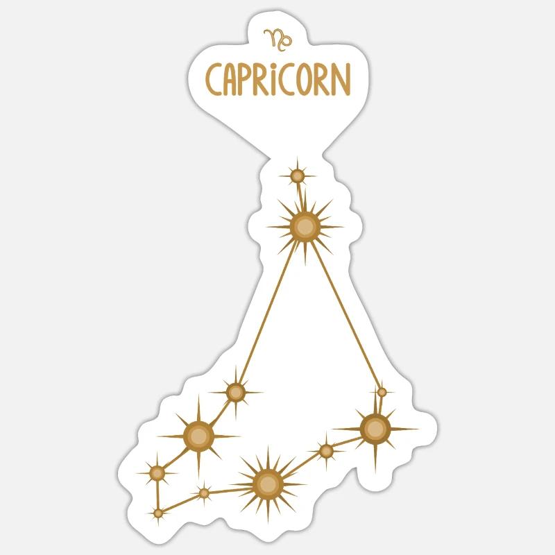 Steinbock Sternzeichen Sternbild Sternbild Golden Sticker Größe S (10 x 10 cm)