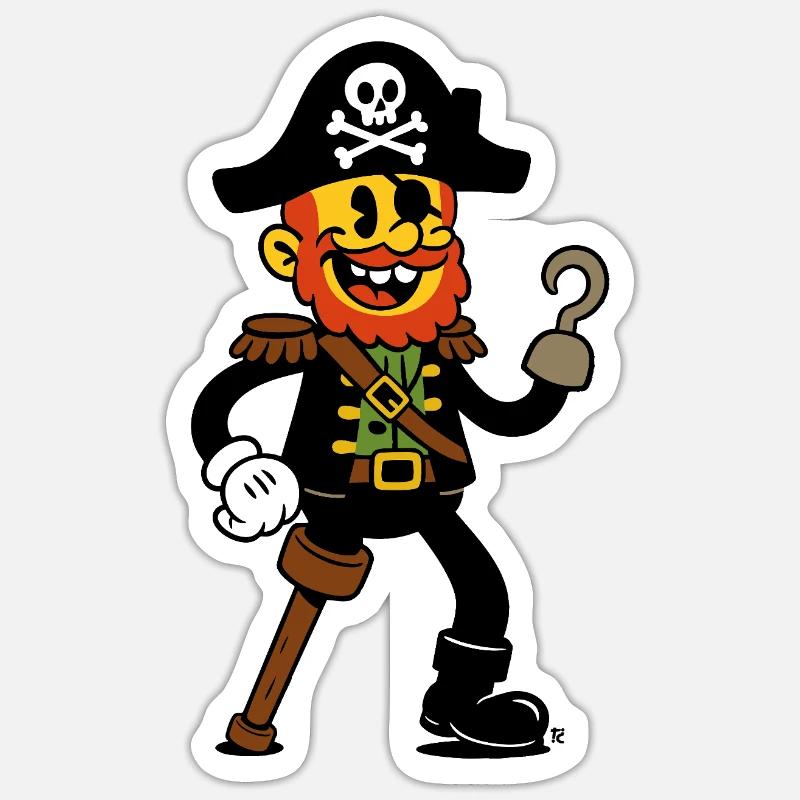 Pirate - Sticker taille S (10 x 10 cm) - blanc mat