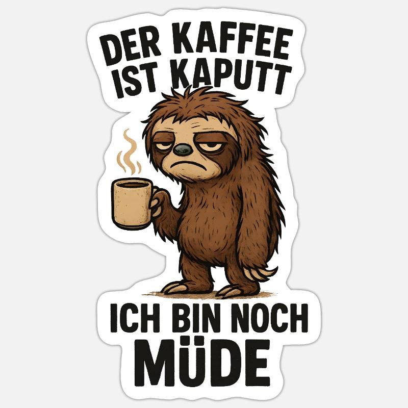 Der Kaffee Ist Kaputt Ich Bin Noch Müde - Sticker Größe S (10 x 10 cm) - Mattweiß