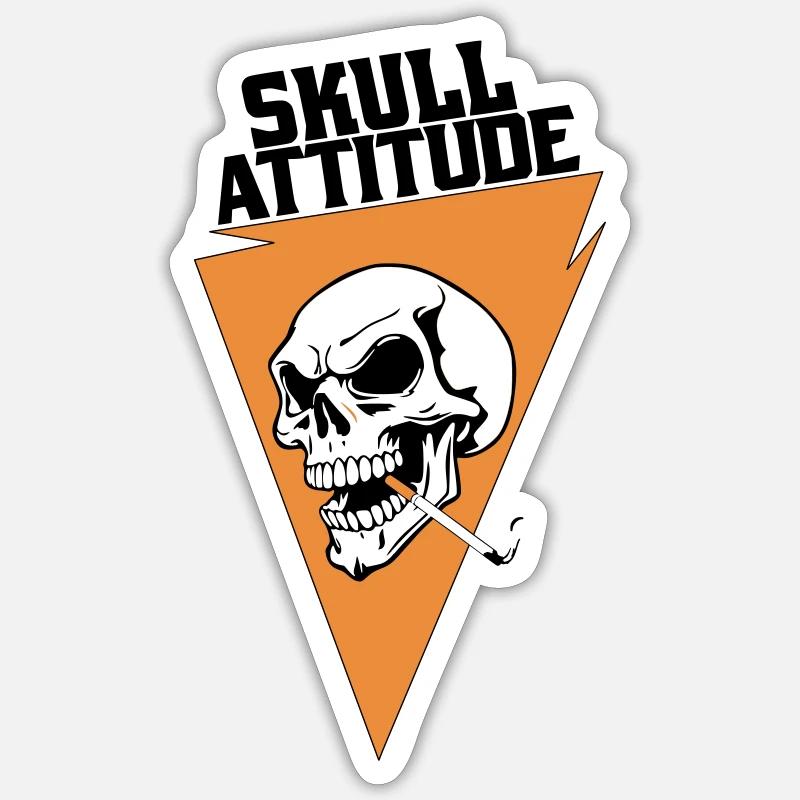 Rebell Totenschädel mit Dreieck Zigarette - Sticker Größe S (10 x 10 cm) - Mattweiß