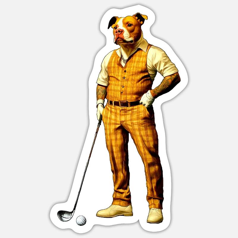 Pitbull Golfer - Sticker size S (10 x 10 cm) - white matte