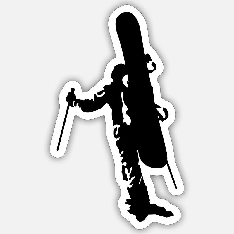 Freerider Snowboarder - Sticker taille S (10 x 10 cm) - blanc mat
