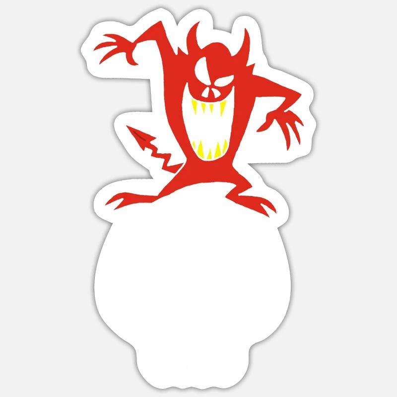 Dämon auf einem Schädel Sticker Größe S (10 x 10 cm)