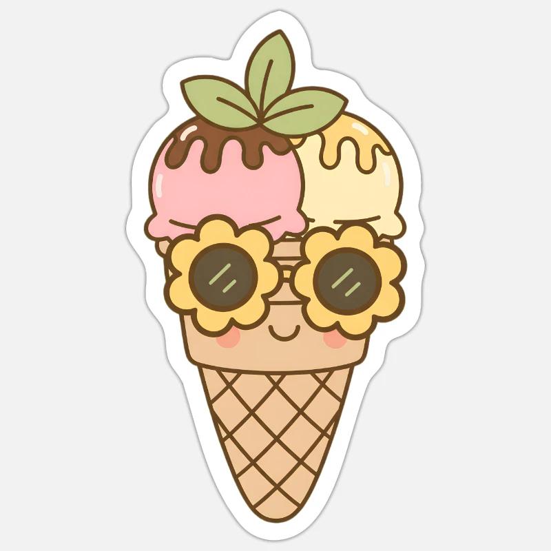 Glace - Sticker taille S (10 x 10 cm) - blanc mat