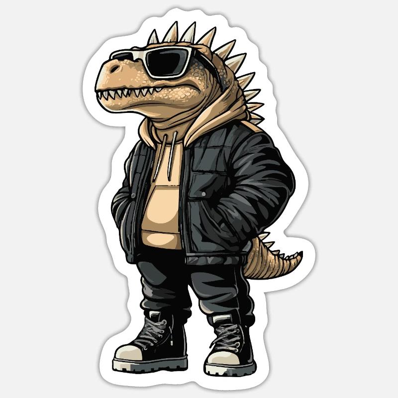 Dinosaur stegosaurus Cool Winter - Sticker size S (10 x 10 cm) - white matte