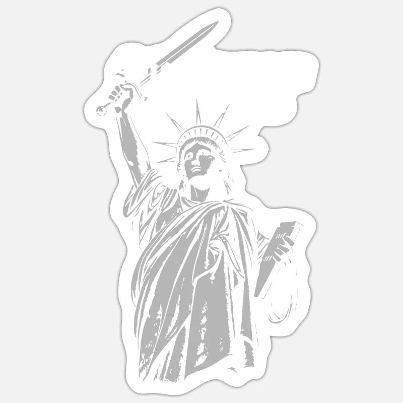 Sic Semper Tyrannis, Statue de la Liberté avec épée Sticker taille S (10 x 10 cm)