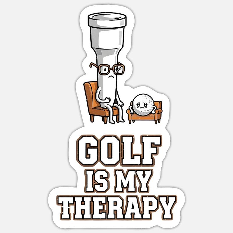 Golf is my therapy - Sticker size S (10 x 10 cm) - white matte