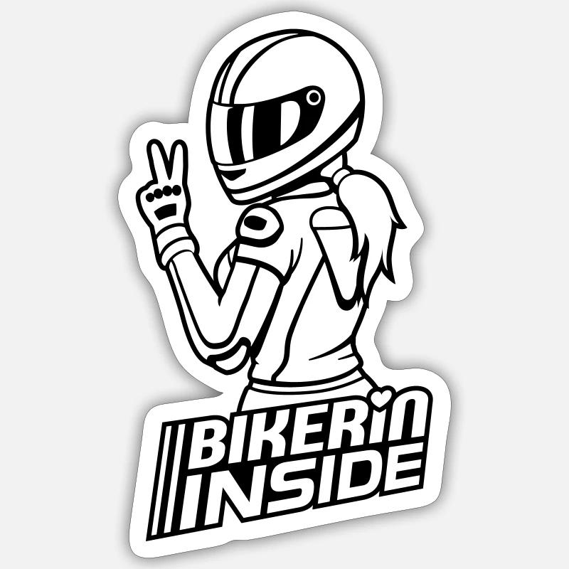 Bikerin inside (Farben änderbar) Sticker Größe S (10 x 10 cm)