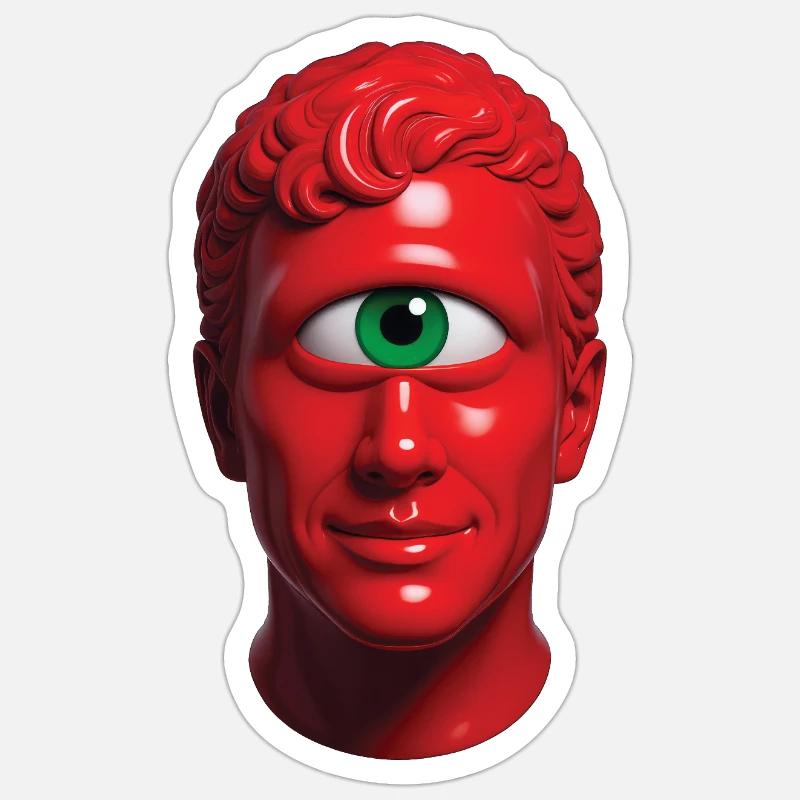 CYCLOP MAN – nette Leute - Sticker Größe S (10 x 10 cm) - Mattweiß