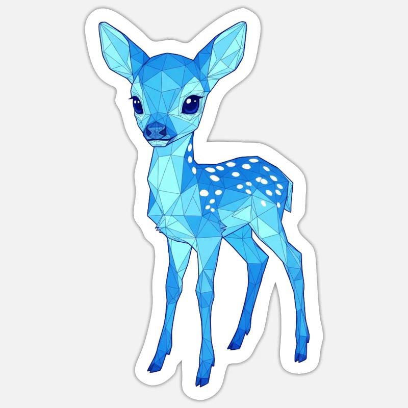 Blue Low-Poly Deer - Sticker size S (10 x 10 cm) - white matte