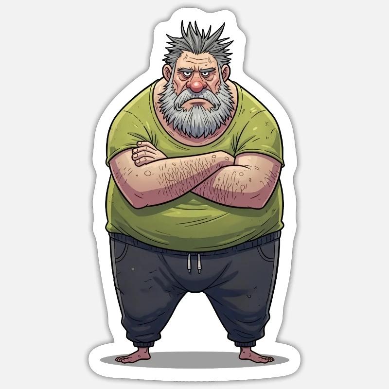 Dessin animé géant grognonneux - Sticker taille S (10 x 10 cm) - blanc mat