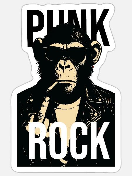 Felschimpansen-Rebellenporträt - Sticker Größe S (10 x 10 cm) - Mattweiß