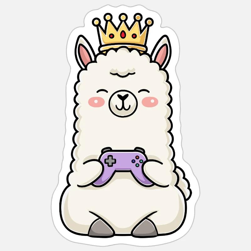 Crown Llama Gamen Controller Sticker size S (10 x 10 cm)