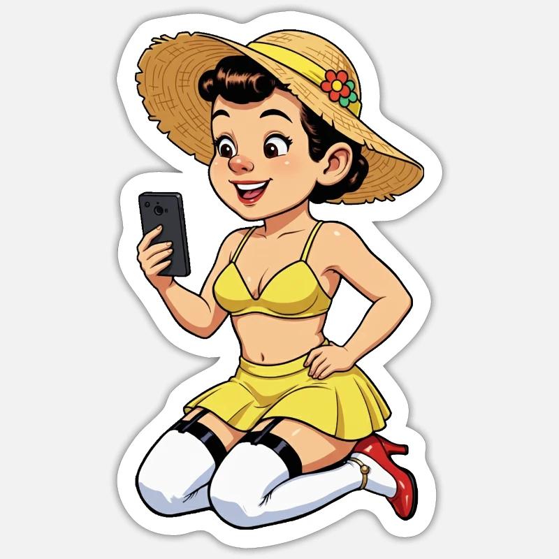 Influenceuse joyeuse Sticker taille S (10 x 10 cm)