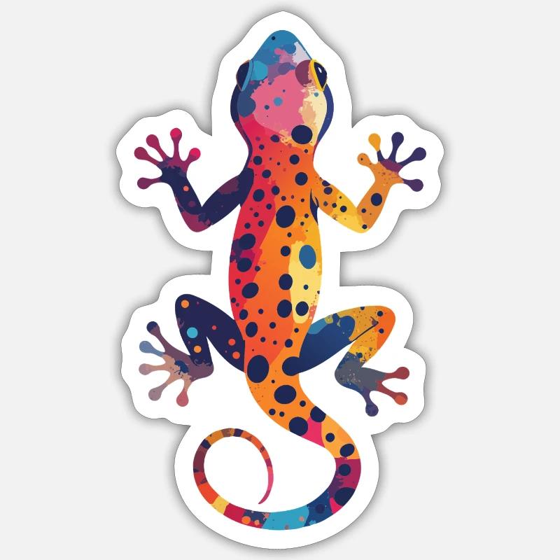 Gecko Farbenspiel Spritzer bunte Eidechse Kunst - Sticker Größe S (10 x 10 cm) - Mattweiß