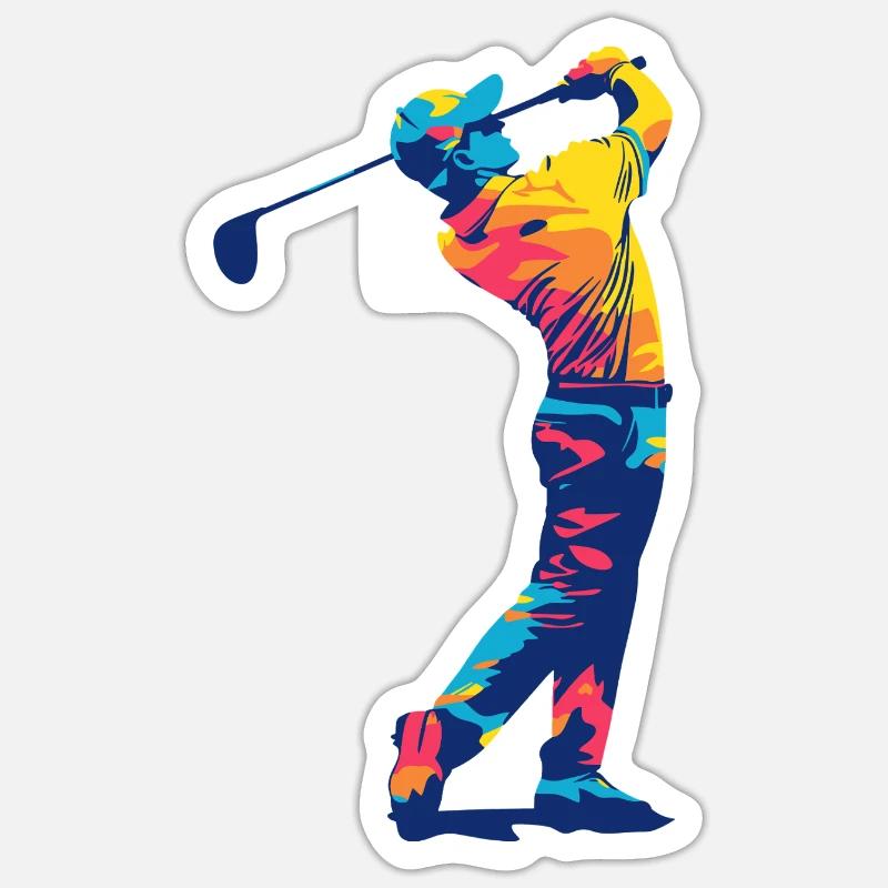 Golfeurs dans le swing - Sticker taille S (10 x 10 cm) - blanc mat