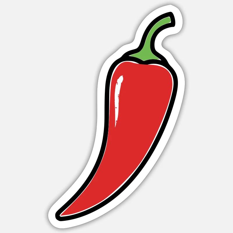 Chili Schote Scharf Comic - Sticker Größe S (10 x 10 cm) - Mattweiß