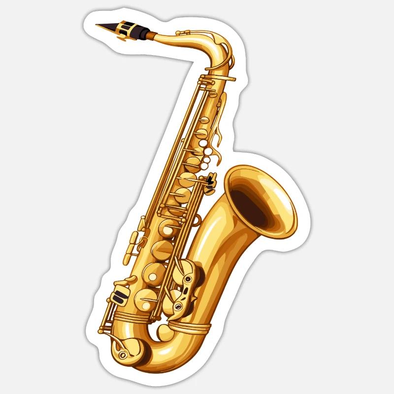 Motif du saxophone doré Sticker taille S (10 x 10 cm)