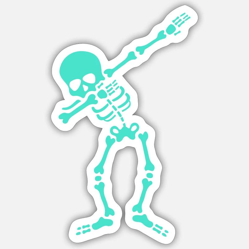 Dab Squelette - Sticker taille S (10 x 10 cm) - blanc mat