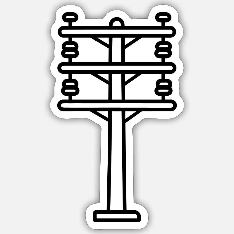 poteau électrique - Sticker taille S (10 x 10 cm) - blanc mat