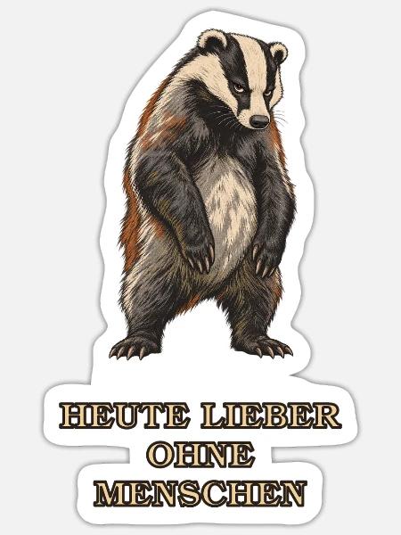 Genervter Dachs - Sticker Größe S (10 x 10 cm) - Mattweiß