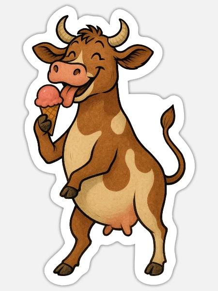 Coole Kuh - Sticker Größe S (10 x 10 cm) - Mattweiß