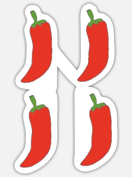 Vierfach Chili Muster - Sticker Größe S (10 x 10 cm) - Mattweiß