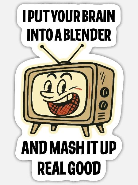 Retro-TV-Grin-Emblem - Sticker Größe S (10 x 10 cm) - Mattweiß