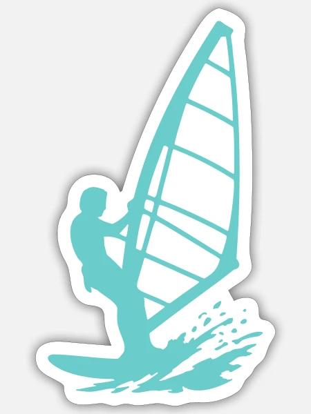 Windsurfer Silhouette im Meer - Sticker Größe S (10 x 10 cm) - Mattweiß