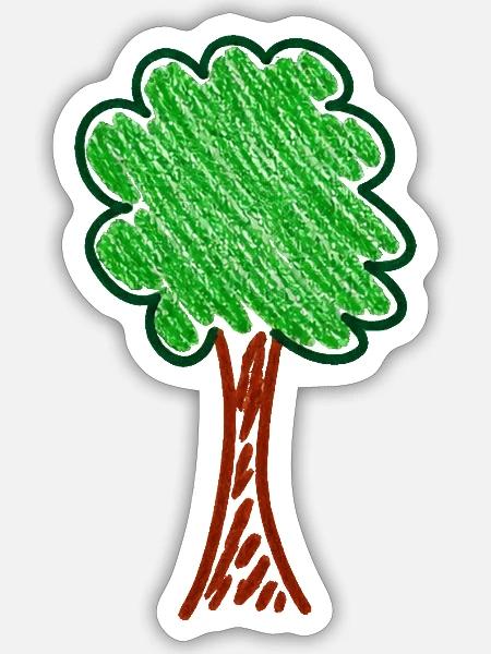 Wachsmalwaldbaum - Sticker Größe S (10 x 10 cm) - Mattweiß