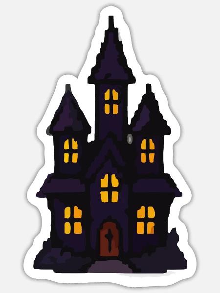 Spukschloss bei Nacht - Sticker Größe S (10 x 10 cm) - Mattweiß
