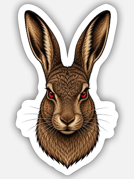 Der Hase - Sticker Größe S (10 x 10 cm) - Mattweiß
