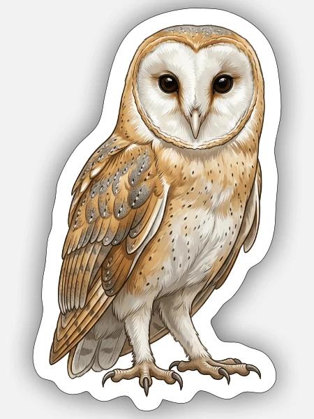Schleiereule-Illustration – digital - Sticker Größe S (10 x 10 cm) - Mattweiß
