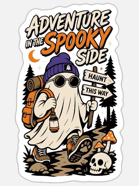 Halloween Wandergeist – Spooky Adventure - Sticker Größe S (10 x 10 cm) - Mattweiß