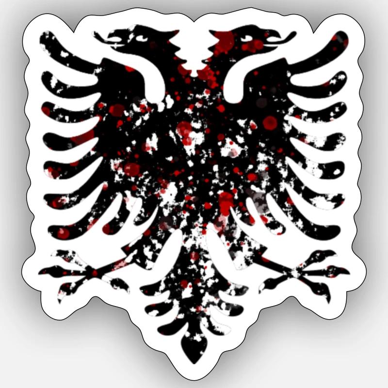 Albanian Eagle Black White Red Sticker size S (10 x 10 cm)