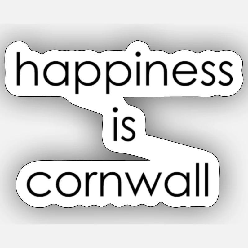 happiness is cornwall - Sticker size S (10 x 10 cm) - white matte