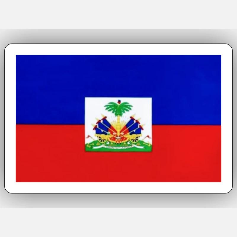 Drapeau d’Haïti - Sticker taille S (10 x 10 cm) - blanc mat