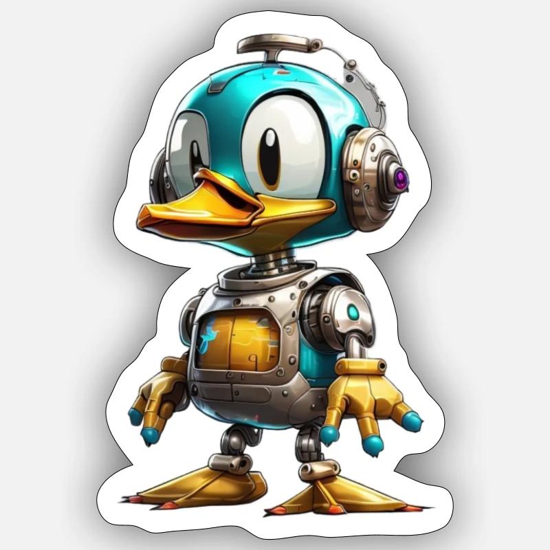 Robot Duck - Sticker size S (10 x 10 cm) - white matte