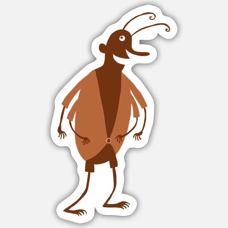 Käfer mit Jacke - Sticker Größe S (10 x 10 cm) - Mattweiß