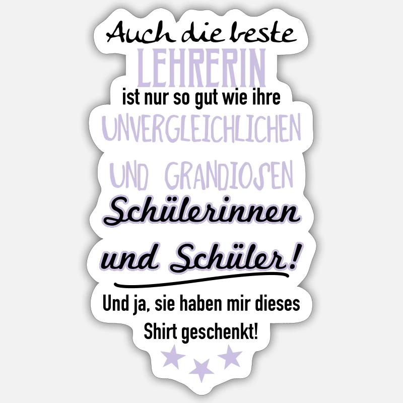 Beste Lehrerin Shirt - Sticker Größe S (10 x 10 cm) - Mattweiß
