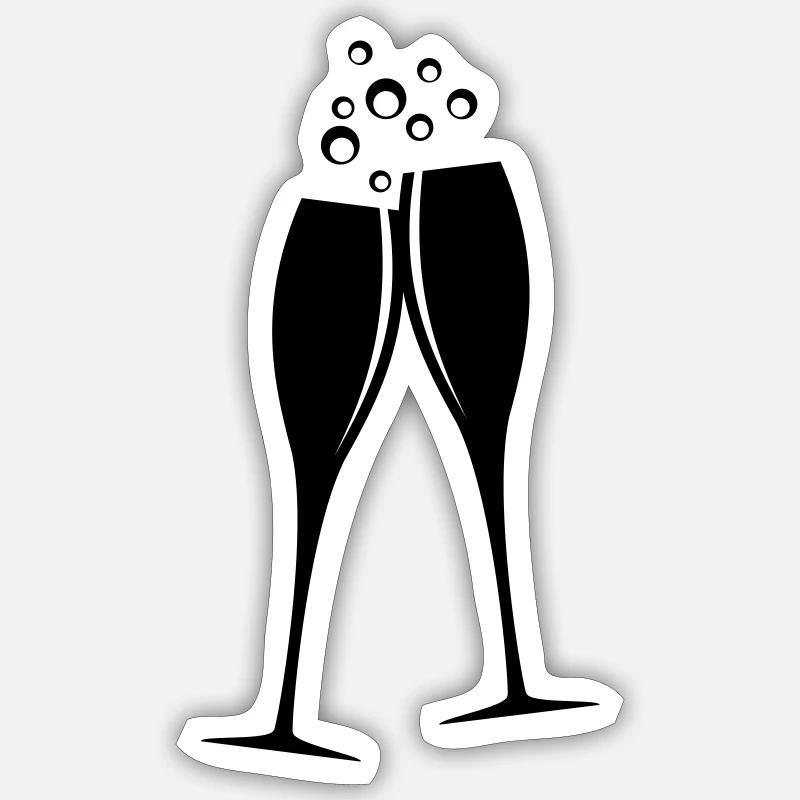 Sektgläser - Sticker Größe S (10 x 10 cm) - Mattweiß
